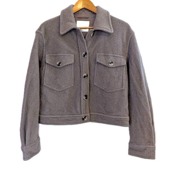 Wilfred | Aritzia Dusty Lavender Ganna Merino Wool Crop Shirt Jacket | Small - Picture 1 of 11